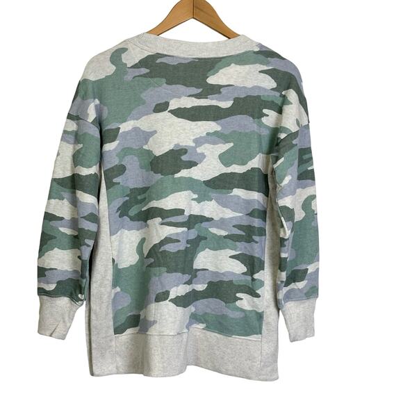 Aerie OVERSIZED Side Split Crew Neck Sweatshirt Desert Green Camo NEW Size XS - Picture 6 of 7